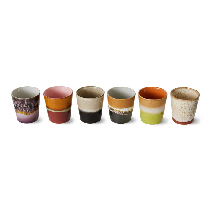 HKliving 70's Mokken 0,2 L - Set van 6 - Soil