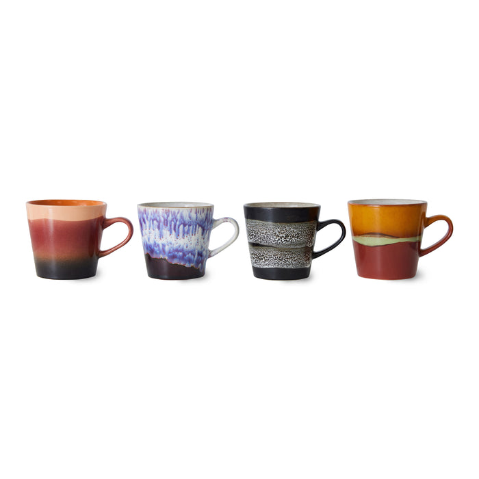 HKliving 70's Americano Mok 0,26 L - Set van 4 - Friction
