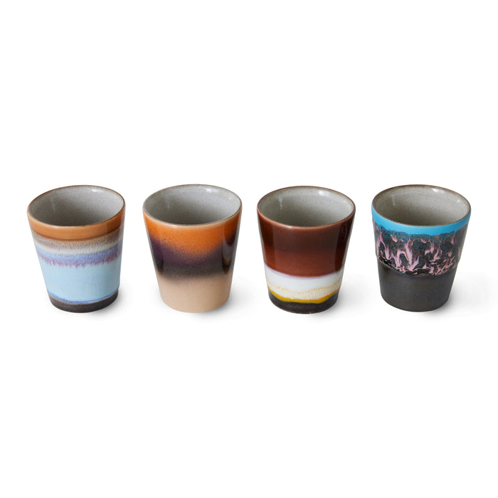 HKliving 70's Ceramics Ristrettokopje 0,1 L - Set van 4 - Solar