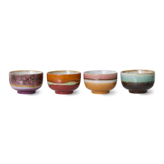 HKliving 70's Ceramics Noodle Kommen Ø 13,5 cm - Set van 4 - Geyser