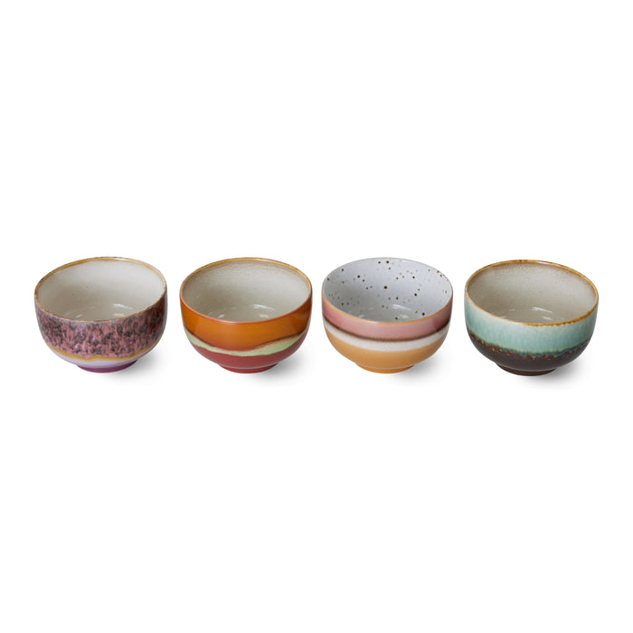 HKliving 70's Ceramics Noodle Kommen Ø 13,5 cm - Set van 4 - Geyser