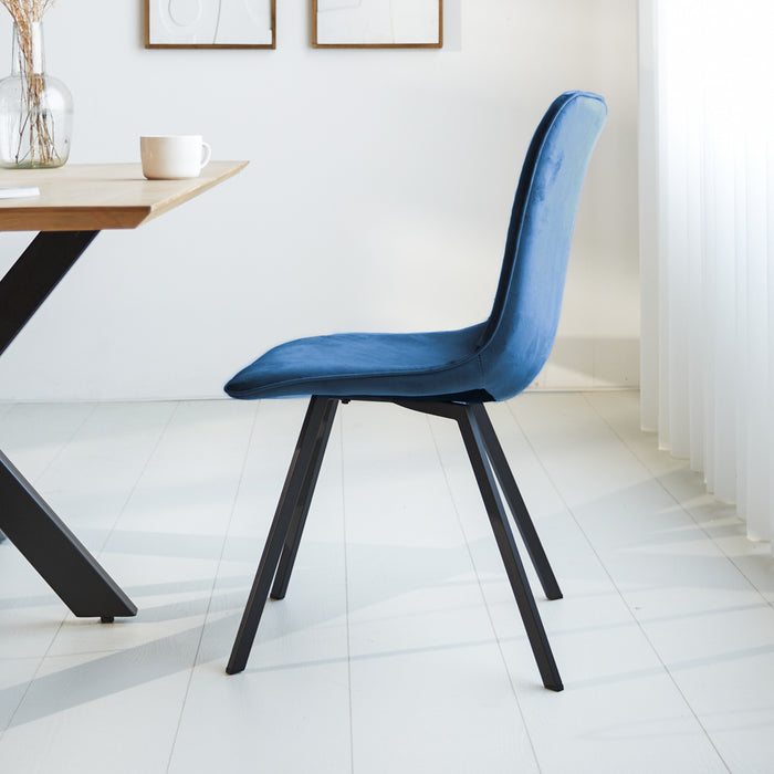 Dimehouse Eetkamerstoel Jimmy velvet blauw