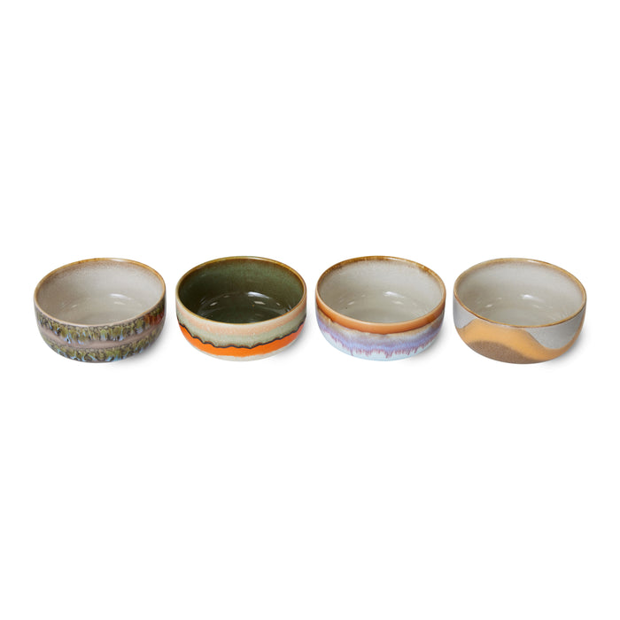 HKliving 70's Ceramics Dessert Kommen Ø 12,5 cm - Set van 4 - Reef