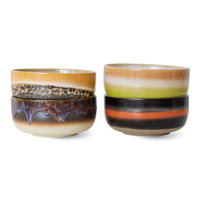 HKliving 70's Ceramics Dessert Kommen Ø 12,5 cm - Set van 4 - Humus