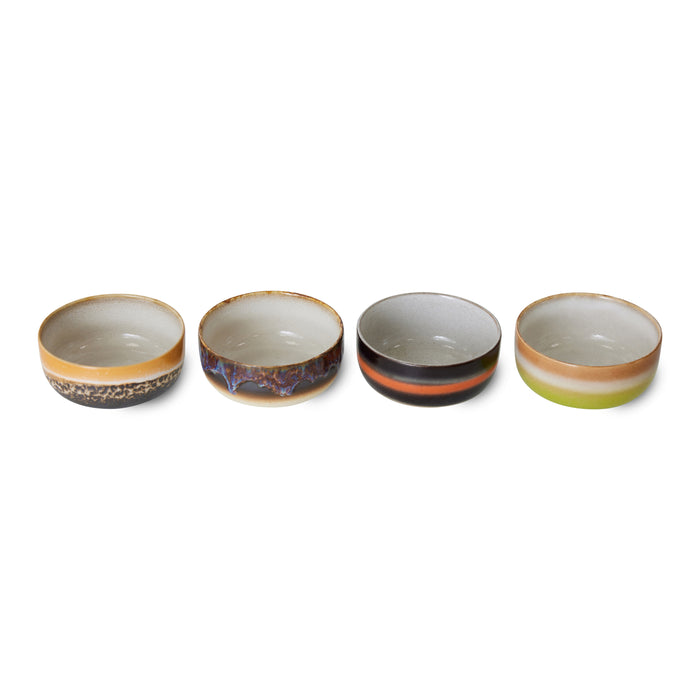 HKliving 70's Ceramics Dessert Kommen Ø 12,5 cm - Set van 4 - Humus