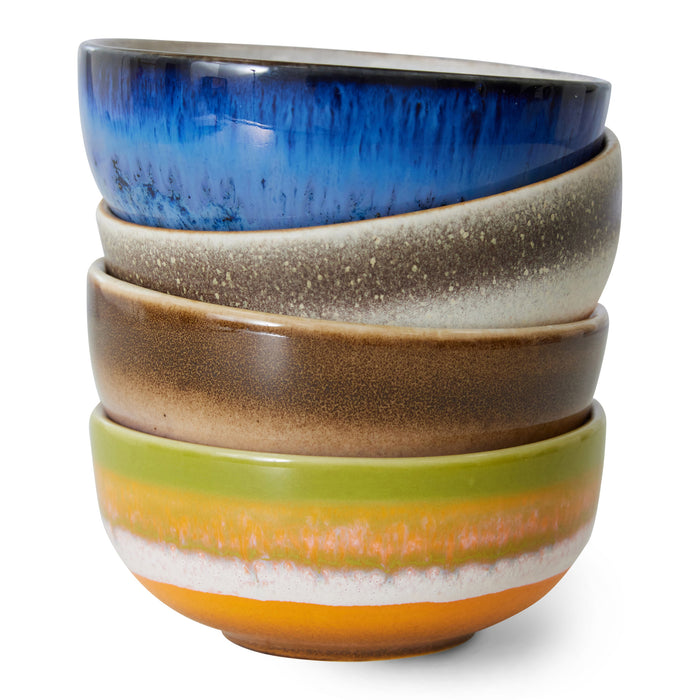 HKliving 70's Ceramics Kommetjes Ø 8,3 cm - Set van 4 - Sierra