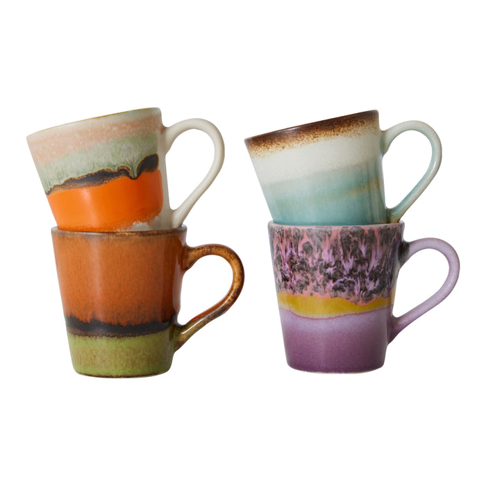 HKliving 70's Espressokopje 0,08 L - Set van 4 - Retro