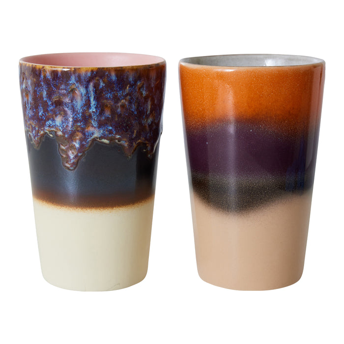 HKliving 70's Ceramics Theemok 0,47 L - Set van 2 - Dusk