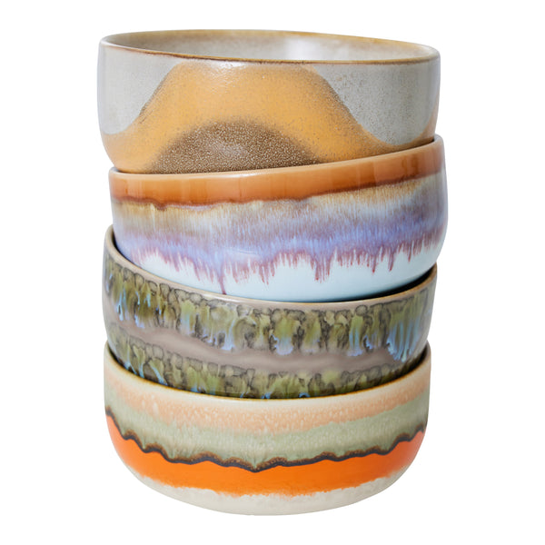 HKliving 70's Dessert Kommen Ø 12,5 cm - Set van 4 - Reef