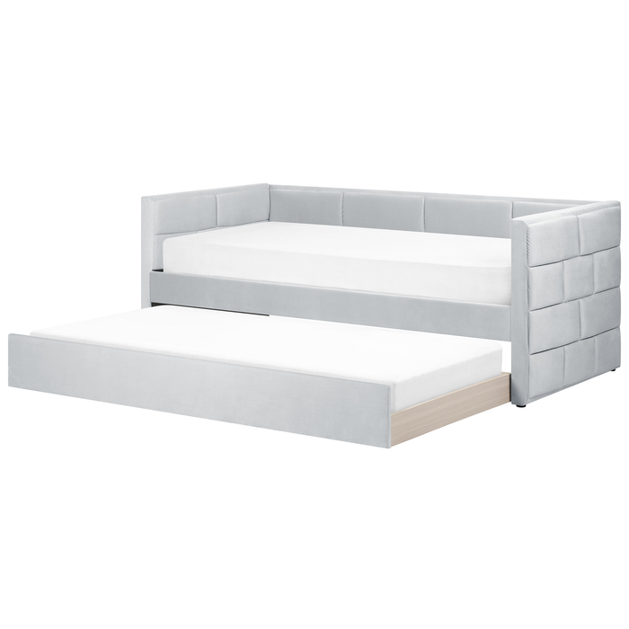 Beliani - CHAVONNE - Slaapbank - Lichtgrijs - 90 x 200 cm - Fluweel