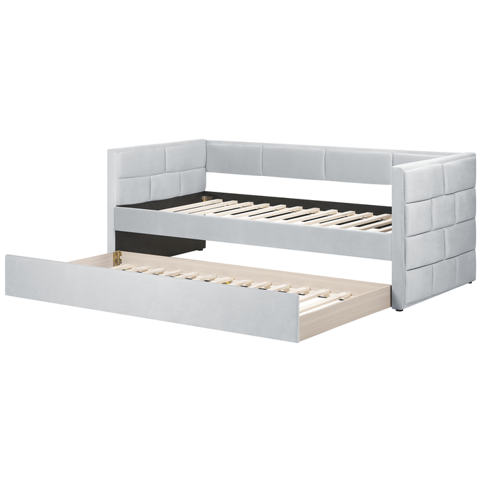 Beliani - CHAVONNE - Slaapbank - Lichtgrijs - 90 x 200 cm - Fluweel