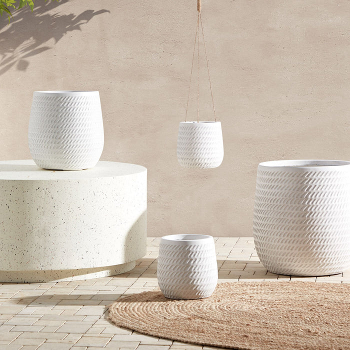 Beliani - LIVADIA - Bloempot - Off-white - 20 cm - Vezelklei