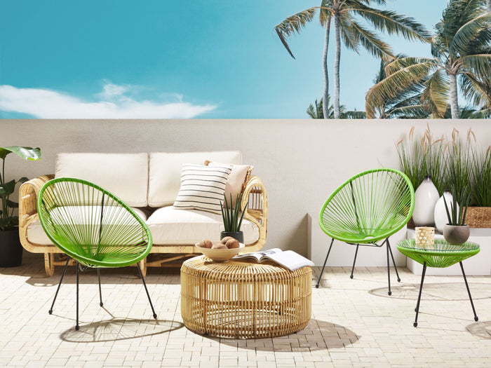 Beliani - ACAPULCO II - Bistroset voor 2 - Groen - PE rotan