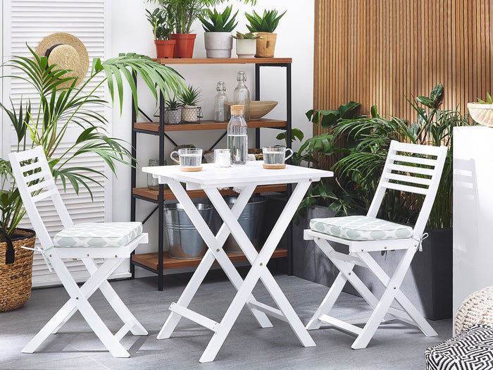Beliani - FIJI - Bistroset voor 2 - Wit |Mintgroen - Acaciahout