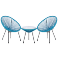 Beliani - ACAPULCO - Bistroset voor 2 - Blauw - PE rotan