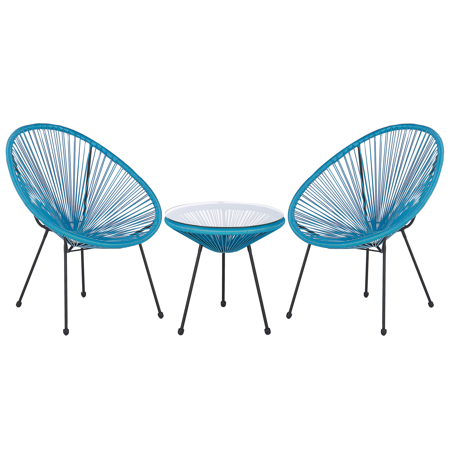 Beliani - ACAPULCO - Bistroset voor 2 - Blauw - PE rotan