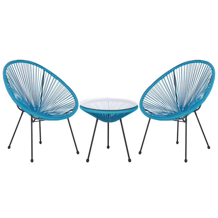 Beliani - ACAPULCO - Bistroset voor 2 - Blauw - PE rotan