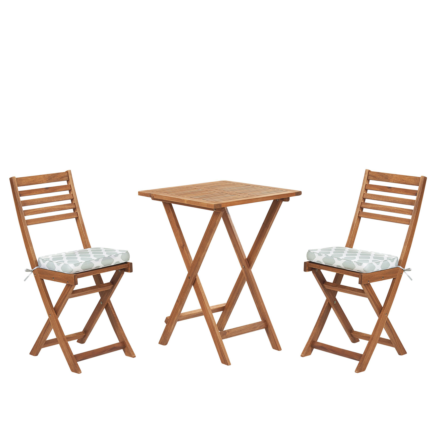 Beliani-FIJI-Bistroset voor 2-Lichte houtkleur |Groen-Acaciahout
