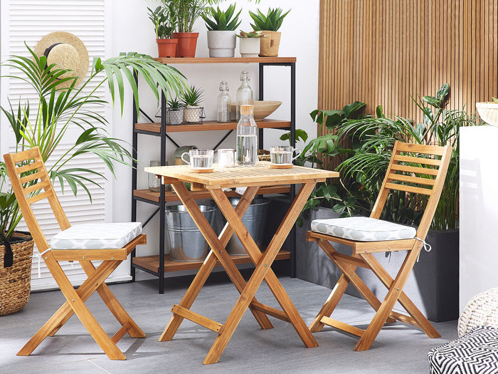 Beliani-FIJI-Bistroset voor 2-Lichte houtkleur |Groen-Acaciahout