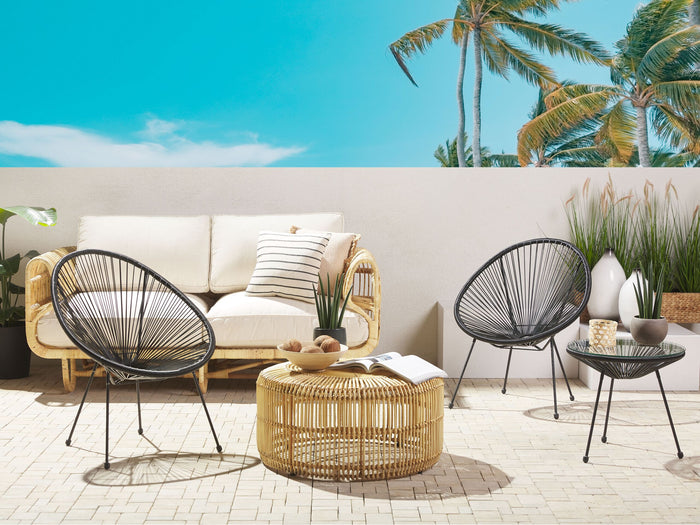 Beliani - ACAPULCO II - Bistroset voor 2 - Zwart - PE rotan
