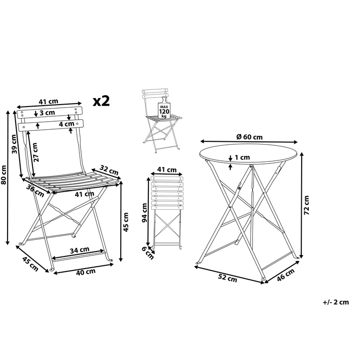 Beliani - FIORI - Bistroset voor 2 - Groen - Staal