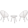 Beliani - ACAPULCO II - Bistroset voor 2 - Wit - PE rotan