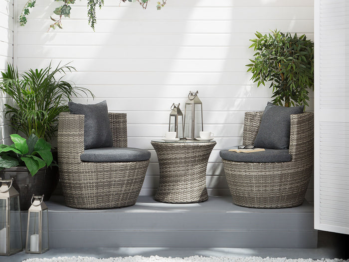Beliani - CAPRI - Bistroset voor 2 - Grijs - PE rotan