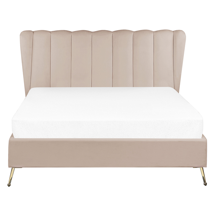 Beliani - MIRIBEL - Tweepersoonsbed - Taupe - 140x200 - Fluweel