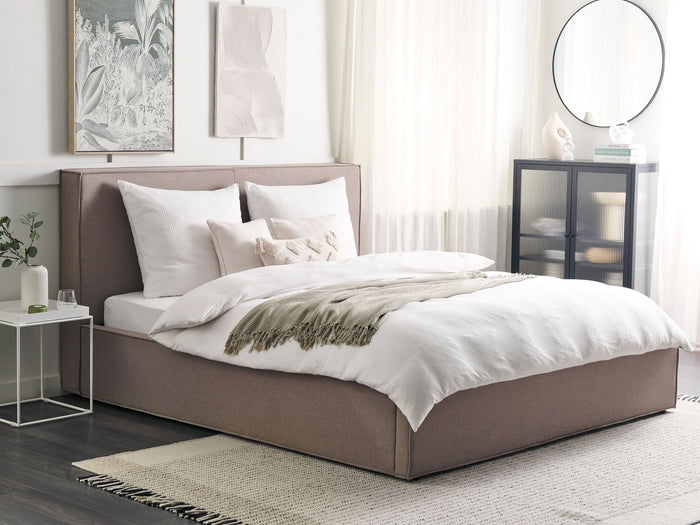 Beliani - MOISSAC - Bed - Taupe - 180 x 200 cm - Polyester