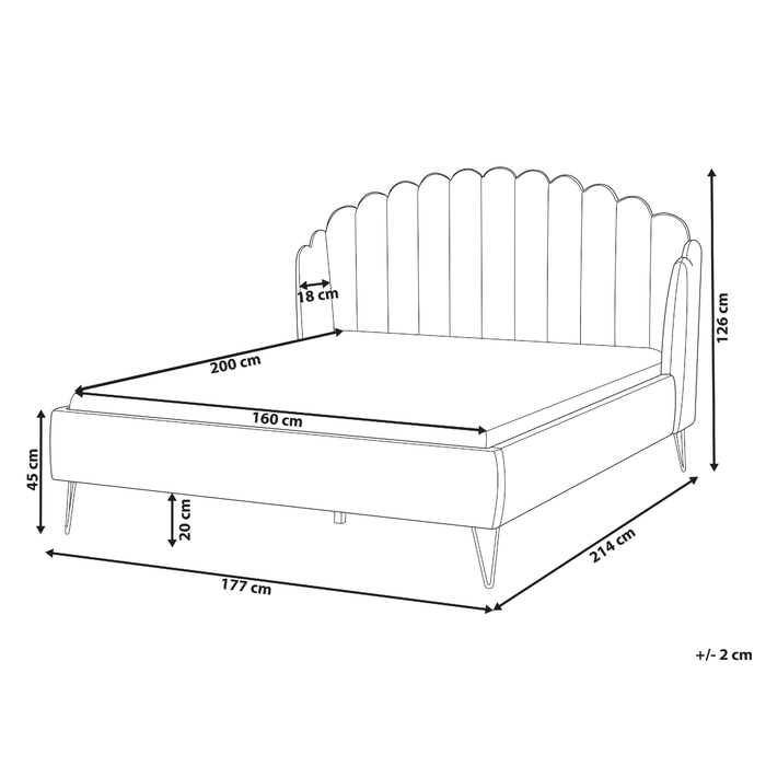 Beliani-AMBILLOU-Tweepersoonsbed-Lichtbeige-160 x 200 cm-Fluweel
