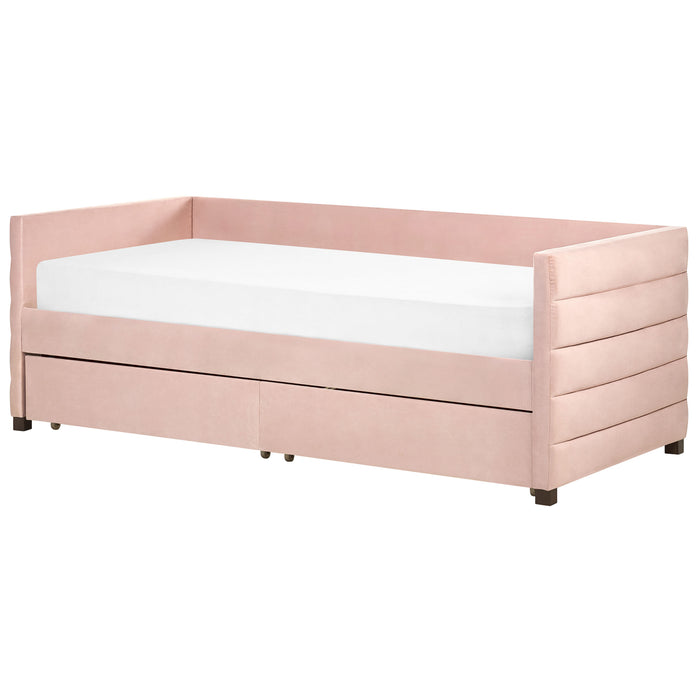 Beliani - MARRAY - Slaapbank - Pastelroze - 90 x 200 cm - Fluweel