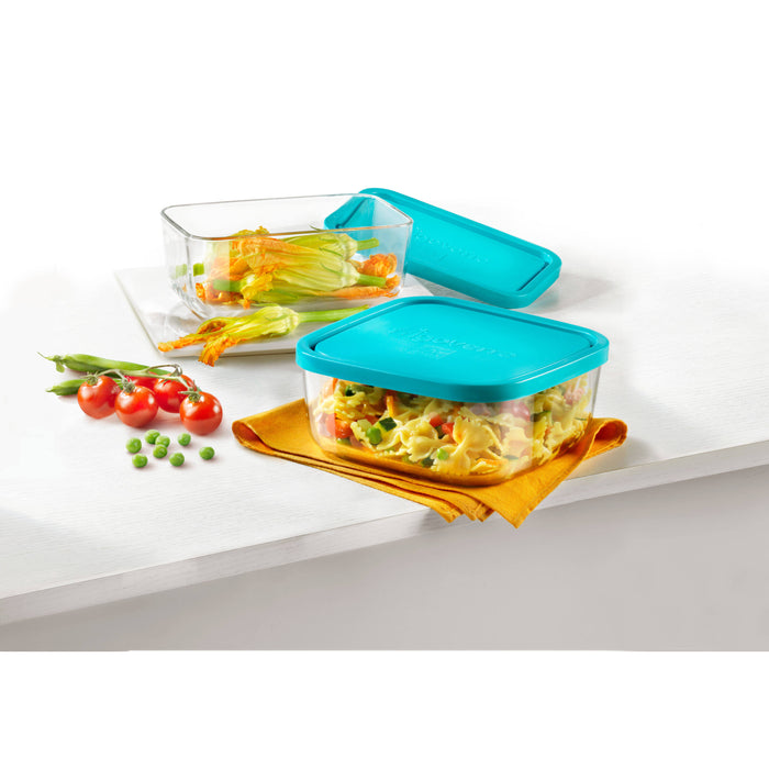 Bormioli Rocco Vershoudbakje Frigoverre - Glas - Blauw 15 x 15 x 7 cm | 1 liter