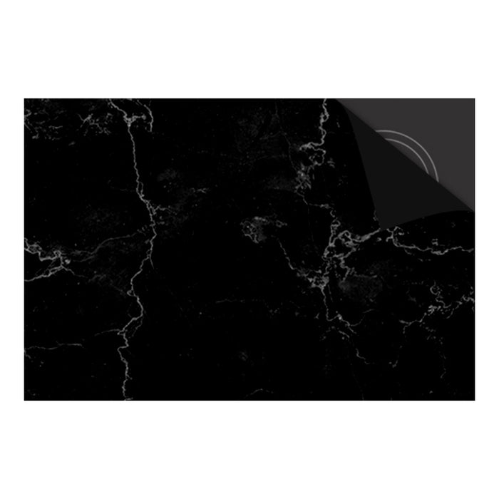 Inductie Beschermer - Exclusief - Marmer Zwart Print - 81x52cm