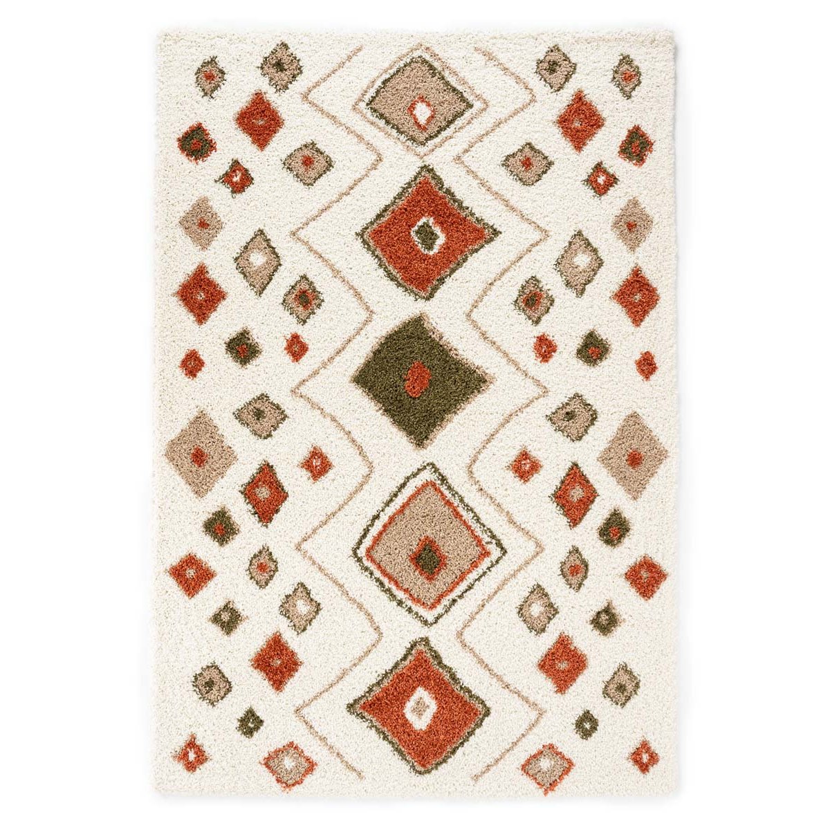 Boho&me Hoogpolig vloerkleed bohemian Artisan - wit|multi - 60x110 cm