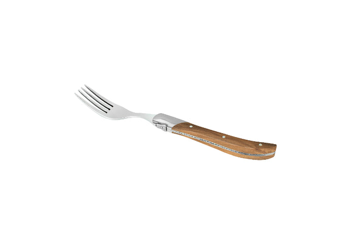 Steakvorken, Set van 6, Olijfhout|RVS, Bruin - In Luxe Giftbox - Lagui