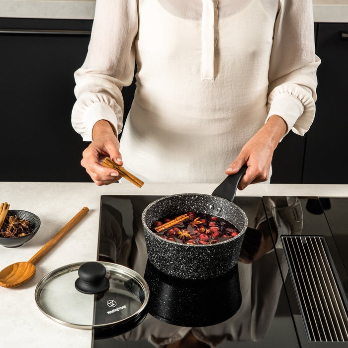 Westinghouse Pannenset - Zwart Marmer Braadpan 28cm + Steelpan 20cm