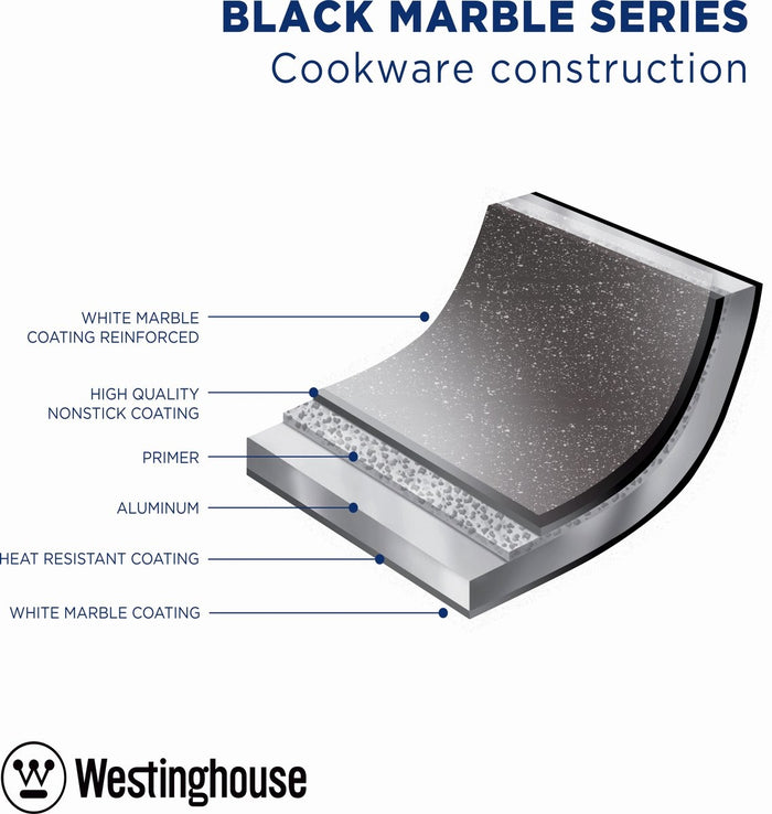 Westinghouse Pannenset – 13-delige complete Zwart Marmer Pannenset