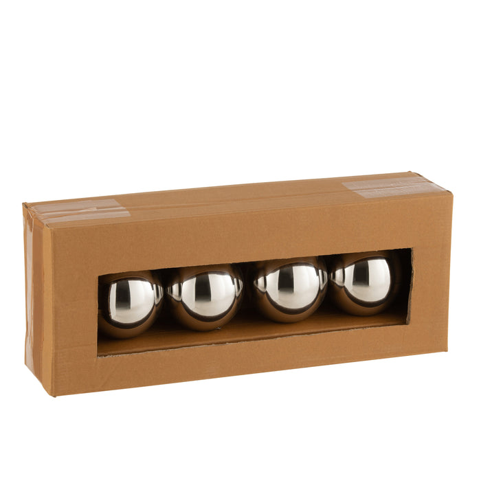 J-Line tuinfakkel Bol - staal - zilver - 2 stuks
