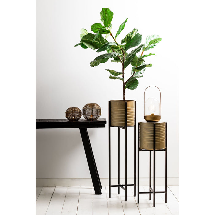 Light & Living Bloempot deco CASKI op standaard - tin brons - M