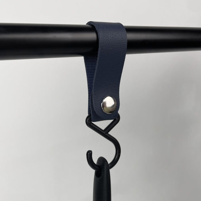 QUVIO ophanghaak met leren bandje - Blauw - Set van 6