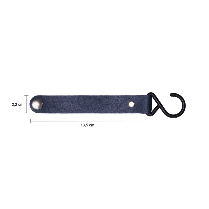 QUVIO ophanghaak met leren bandje - Blauw - Set van 8