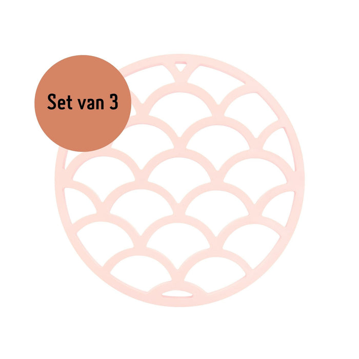 Krumble Pannenonderzetter met schubben patroon - Roze - Set van 3