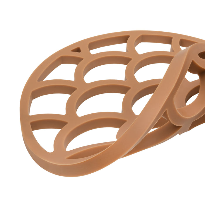 Krumble Pannenonderzetter met schubben patroon - Bruin - Set van 3