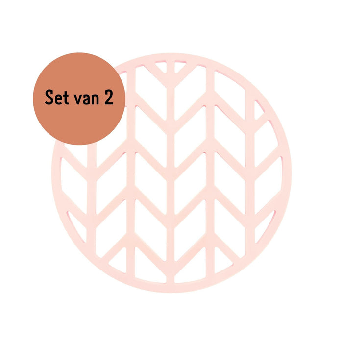 Krumble Pannenonderzetter met pijlen patroon - Roze - Set van 2