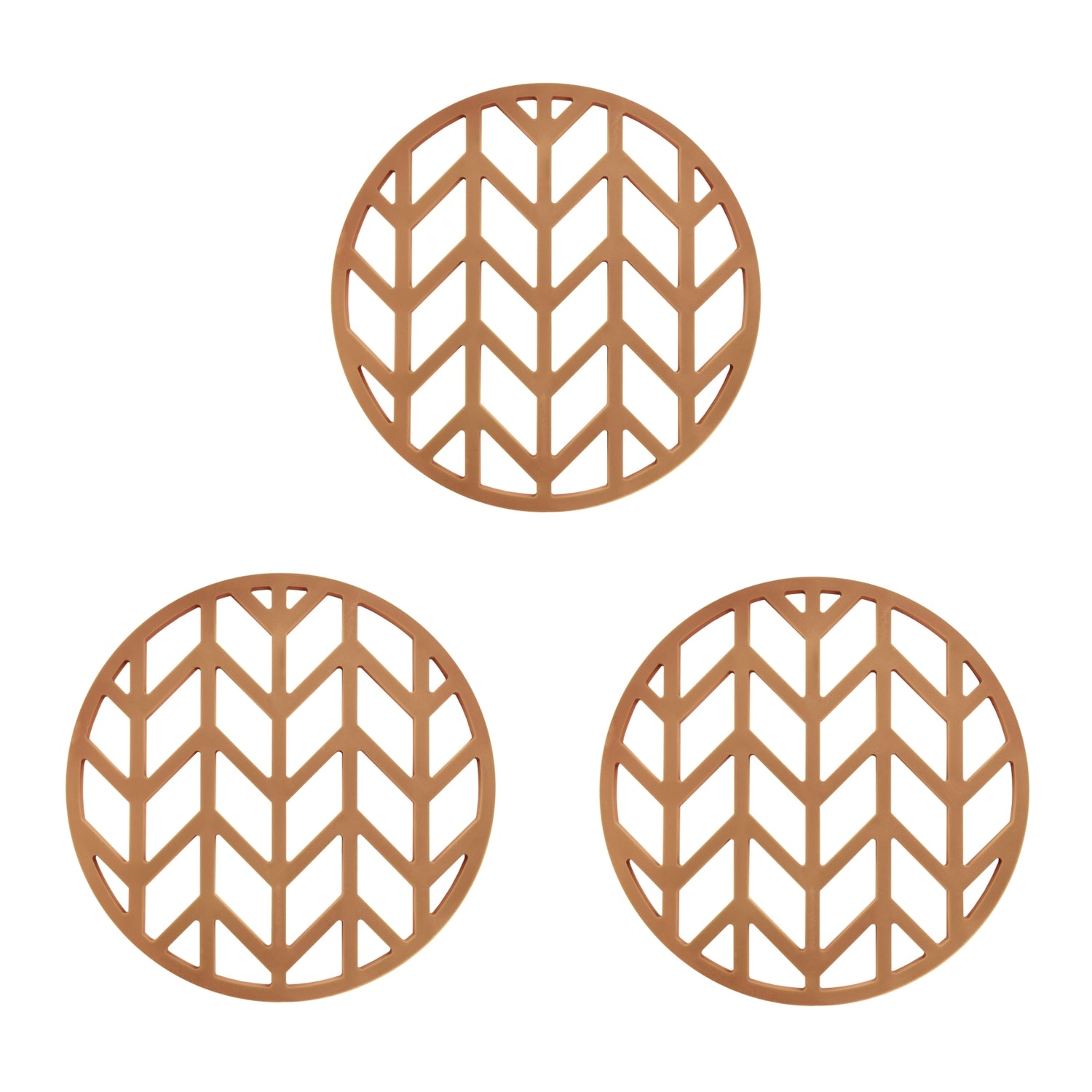 Krumble Pannenonderzetter met pijlen patroon - Bruin - Set van 3