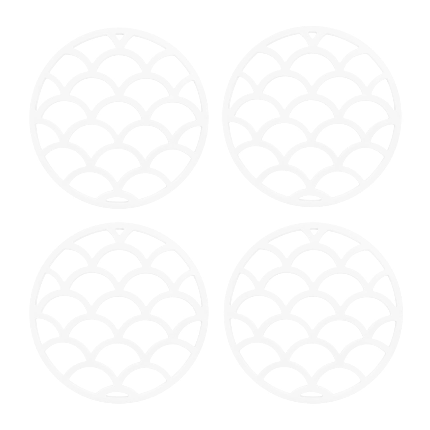 Krumble Pannenonderzetter met schubben patroon - Wit - Set van 4