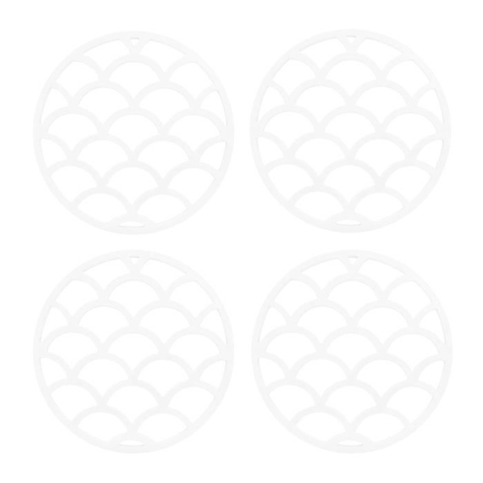 Krumble Pannenonderzetter met schubben patroon - Wit - Set van 4