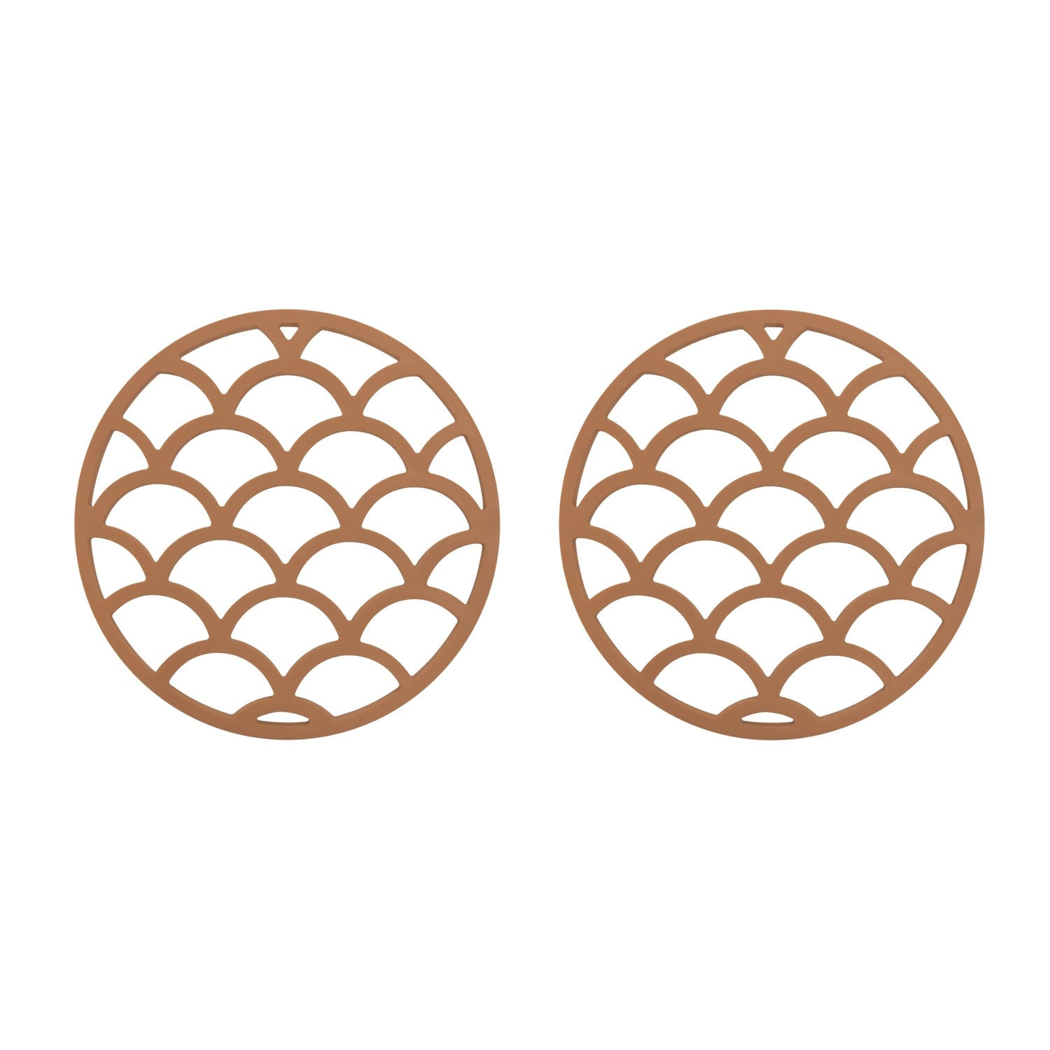 Krumble Pannenonderzetter met schubben patroon - Bruin - Set van 2