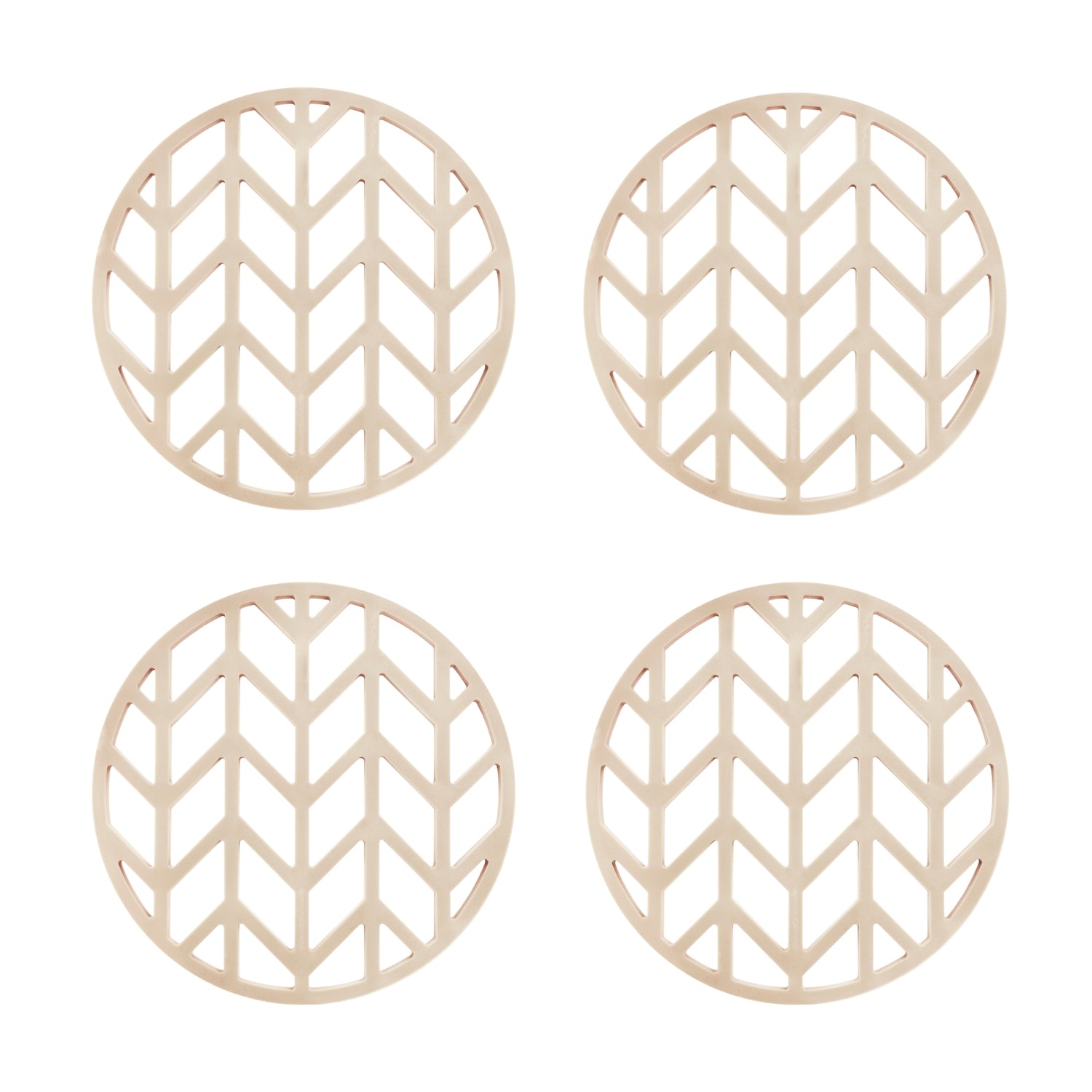 Krumble Pannenonderzetter met pijlen patroon - Beige - Set van 4