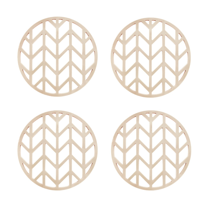 Krumble Pannenonderzetter met pijlen patroon - Beige - Set van 4